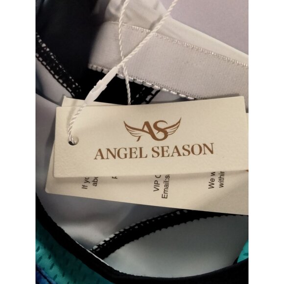 Angel Season Womens Plus Size Zipper Tankini Top Racerback Blue Tie-Dye Size XL - Picture 10 of 10